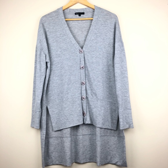 Gibson Gray Heather Oversized Hi-Low Easy Cardigan - Picture 3 of 12